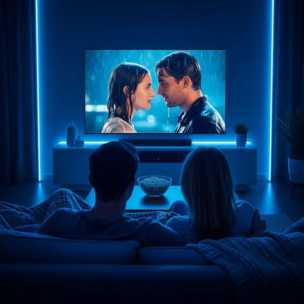 Casal assistindo IPTV